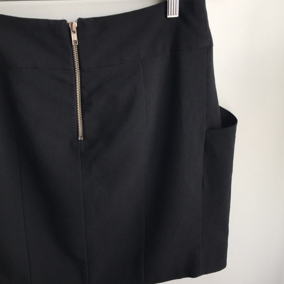 Aqua Tulip Black Mini Skirt with Pockets! Faux Wrap look size Medium back zipper - Picture 6 of 7